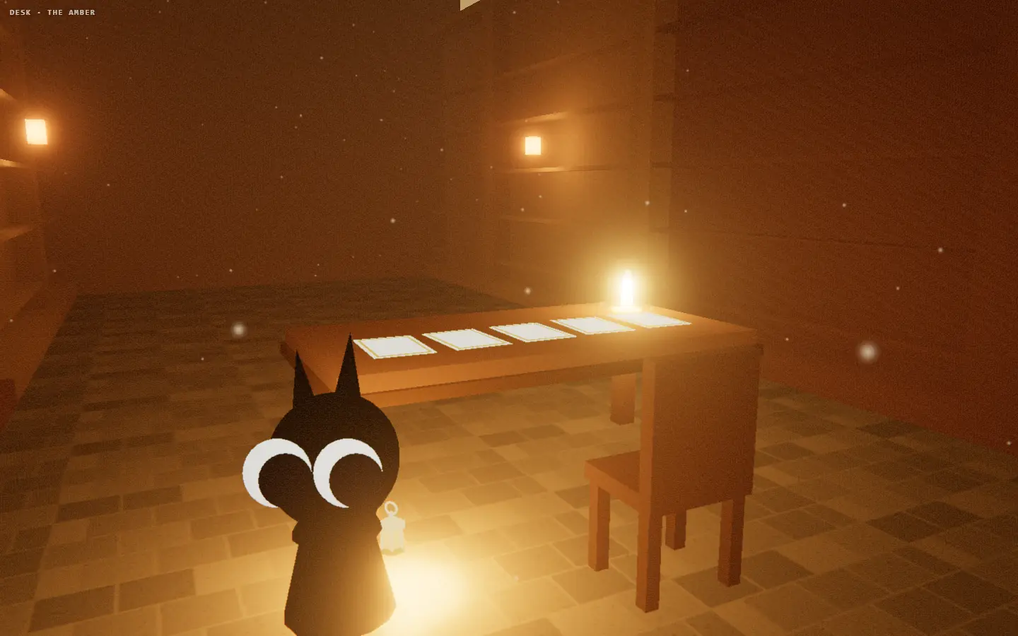 The binder's desk: five cards laid out on a wooden table beside a candle